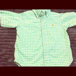 2T Boys button up Ralph Lauren Polo Green White